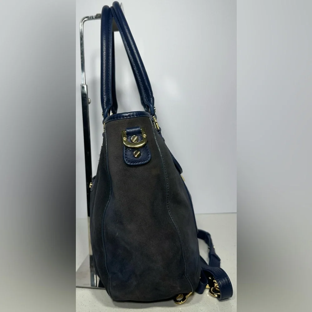 Tory Burch Suede Shoulder Bag with adjustable crossbody strap